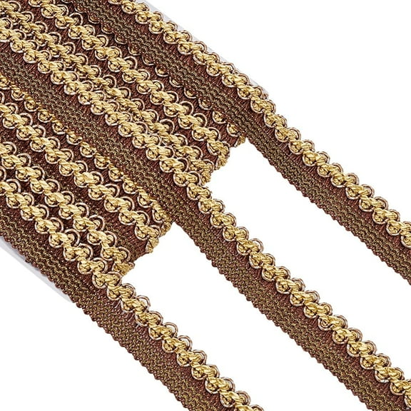 13 Yards Polyester Ribbons Gimp Braid Trim 1-3/8 inch Wide Polyester Woven Decorative Gimp Upholstery Trim for Curtain Crafts Sewing Home Decor Camel