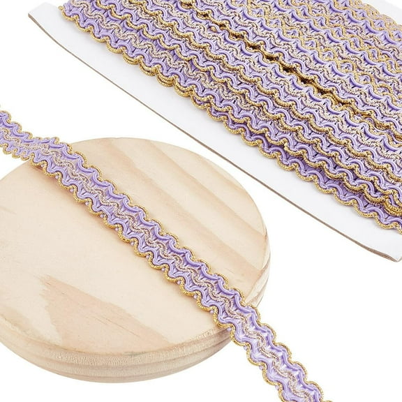 13 Yards Purple S-Shaped Gold Wire Edge Lace Trim Polyester Woven Lace Trim 15mm/0.6" Width Perfect for DIY