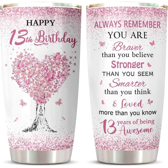 13 Year Old Girl Birthday Gift Ideas Tumbler, Gifts for 13 Year Old Girl, Best 13-Year-Old Girl Gifts, 13th Birthday Gifts for Girls, Teen Girl Age 13 Birthday Decorations Coffee Cup 20oz 1PC