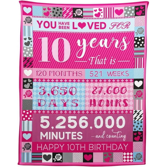 13 Year Old Girl Birthday Gifts, Pink Love Rose Elements Happy Birthday Blankets, Sweet 13 Gifts for Girls Daughters Sisters Friends, 50"x60"