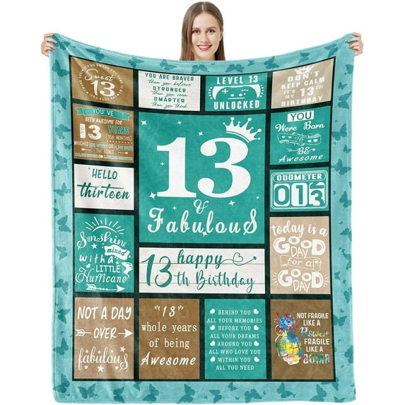 13 Year Old Girl Boy Gift Ideas -13th Birthday Decorations for Girls Boys- Best Gifts for 13 Year Old Girl -13th Birthday Gifts for Girls - Birthday Gifts for 13 Year Old Teen Girls Blanket
