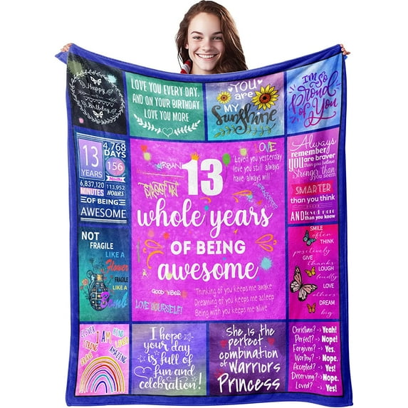 13 Year Old Girl Gift Ideas, Gifts for 13 Year Old Girl, 13th Birthday Gifts for Girls, Teen Girl Gifts 13 Years Old, Gift for 13 Year Old Girl, 13 Year Old Girl Birthday Blankets 60" X 50"