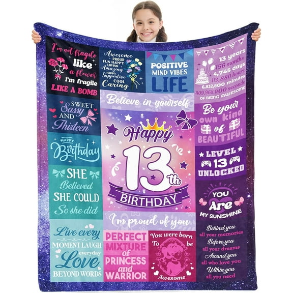 13 Year Old Girl Gifts, for 13 Year Old Girl, 13th Birthday Gifts for Girls, 13th Birthday Decorations for Girls, 13 Year Old Girl Birthday Gift Ideas, 13 Year Old Girl Blanket 50"X60"