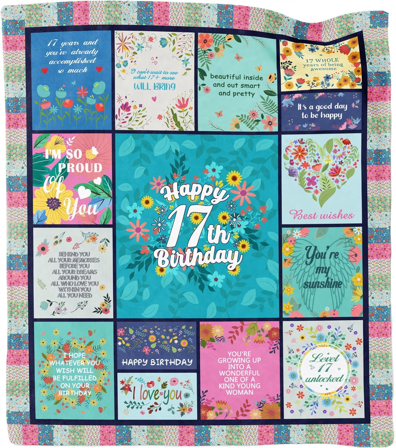 17th Birthday Throw Blanket – 50x60 Inch Flannel Fleece, HD Printed, Perfect Teen Gift - View #6