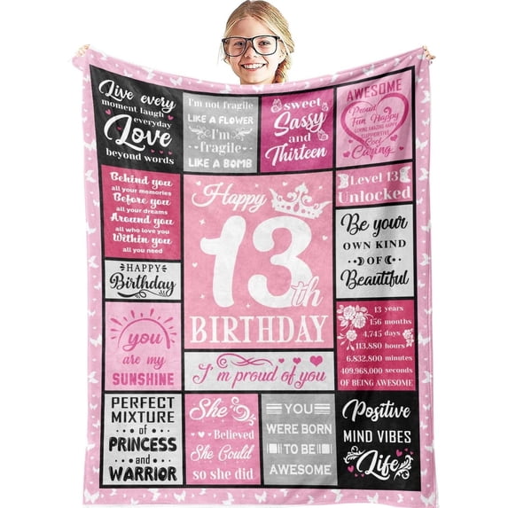 13 Year Old Girl Gifts Blanket 60"X50", Gifts for 13 Year Old Girl,13 Year Old Girl Birthday Gifts, Best Gifts for 13 Year Old Girl, 13 Year Old Girl Birthday Gift Ideas