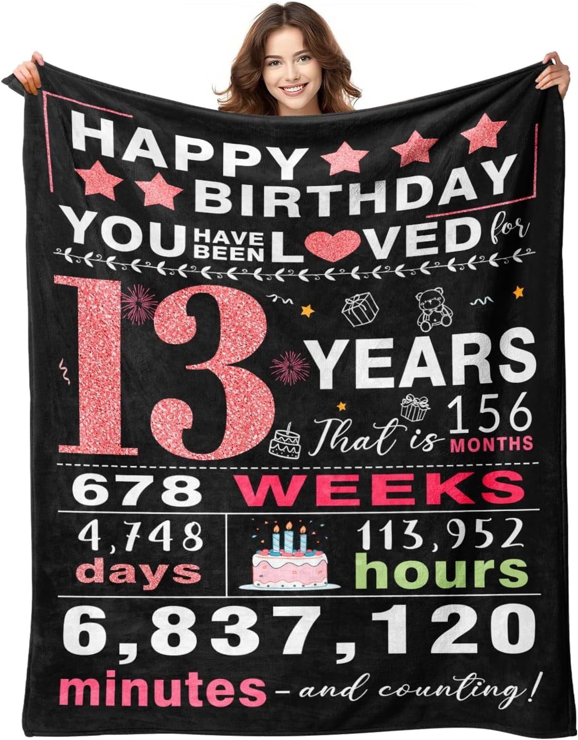 13 Year Old Girl Gifts, Gifts for 13 Year Old Girl, 13th Birthday Gifts for Girls, Birthday Gifts for Teen Girls, Teenager Girl Gift Ideas, 13th Birthday Decorations for Girls Blanket 50x60