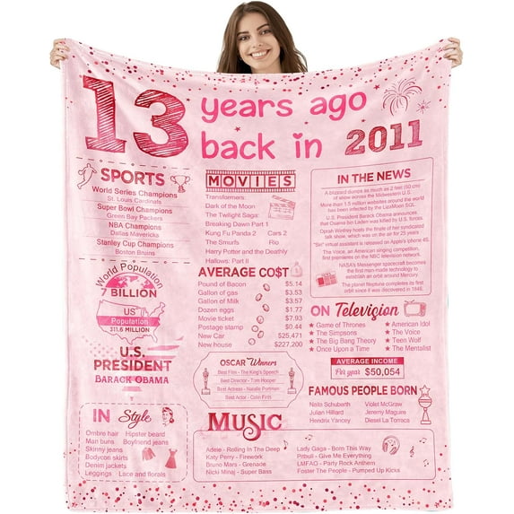 13 Year Old Girl Gifts for Birthday Teenage Girls Gifts Ideas 13th Birthday Decorations for Girls Daughter Sister Soft Throw Blanket Back in 2011-