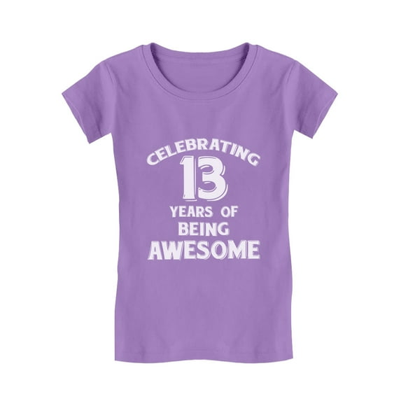 13 Years Of Being Awesome! 13 Year Old Birthday Gift Girls' Fitted Kids T-Shirt M (7-8) Lavender