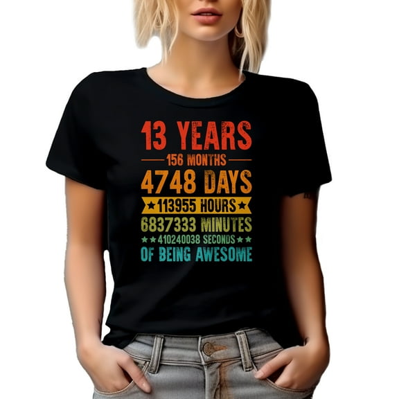 13 Years of Being Awesome - Anniversary Celebration, Black T-Shirt, Small