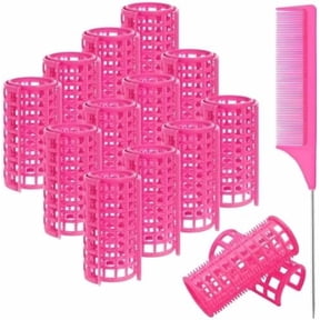13 count Plastic Hair Rollers for Women - 1.4Inch Large Size Curlers Snap Rollers Clips with Rat Tail Comb No Heat Hair Rollers for Long Medium Short Hair, Salon Hairdressing Styling Tool