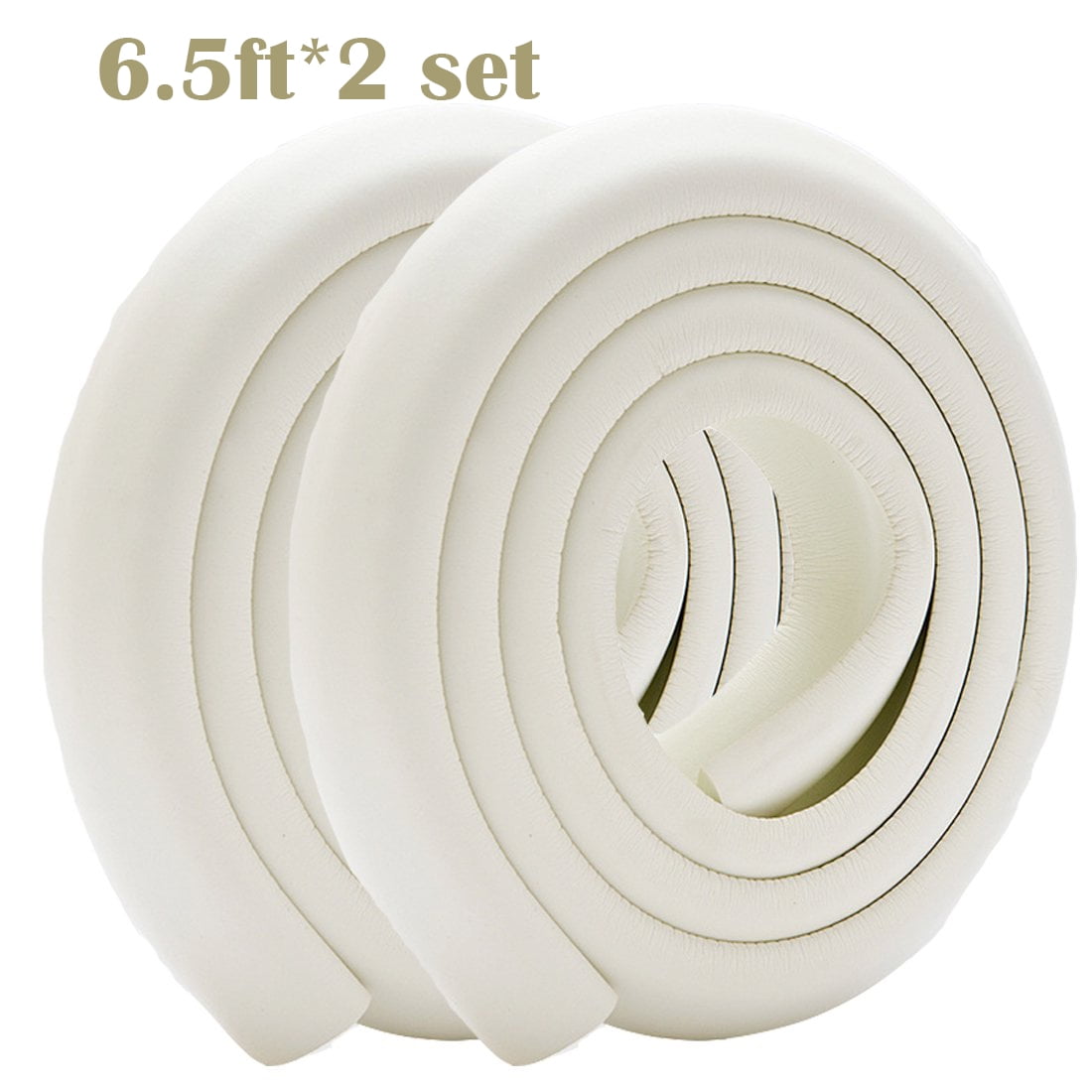 13 ft L Shape Extra Thick Soft Strip Baby Safety Foam Bumper Guard Cushion  Protectors for Furniture Desk Table Step Fireplace Windowsill Edge Corner  2x2 Meters(Rice White) 