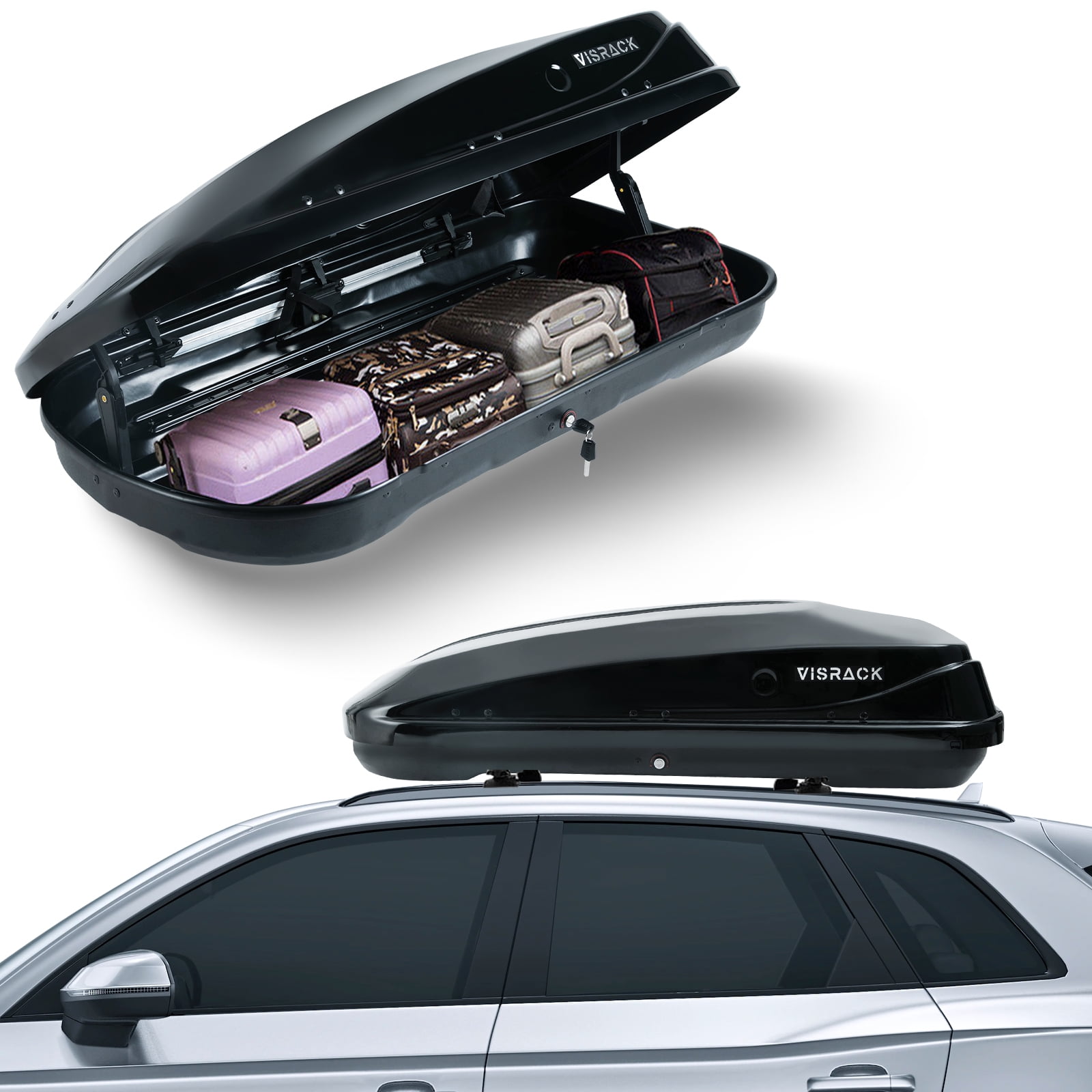 13 ft Rooftop Cargo Box Luggage Carrier w 2 Keys 2 Side Open Easy Install Carbon Fiber Walmart