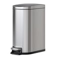 thumbnail image 1 of 13 gal / 50 L Stainless Steel Kitchen Trash Can with Lid, Slim Rustproof Garbage Can, Large Step-on Metal Bin Inner Bucket, Rear Handle, Soft Close Silver, 1 of 5