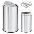 thumbnail image 1 of 13 gal Stainless Steel Trash Can, 50 L Kitchen Garbage Can with Flipping Lid & Removable Inner Bucket, Large Rubbish Bin Waste Container for Office, Hotel, Silver, 1 of 7