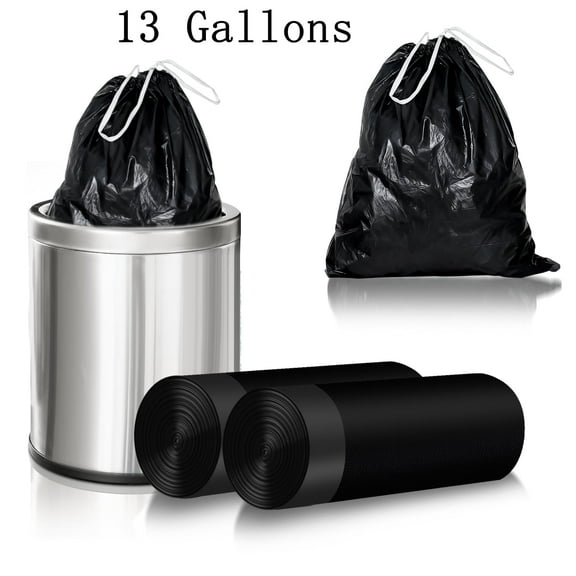 13 gallons of durable black garbage bags 2 rolls of 40PCS garbage bags are used for household, commercial use, yard garbage and bulk.