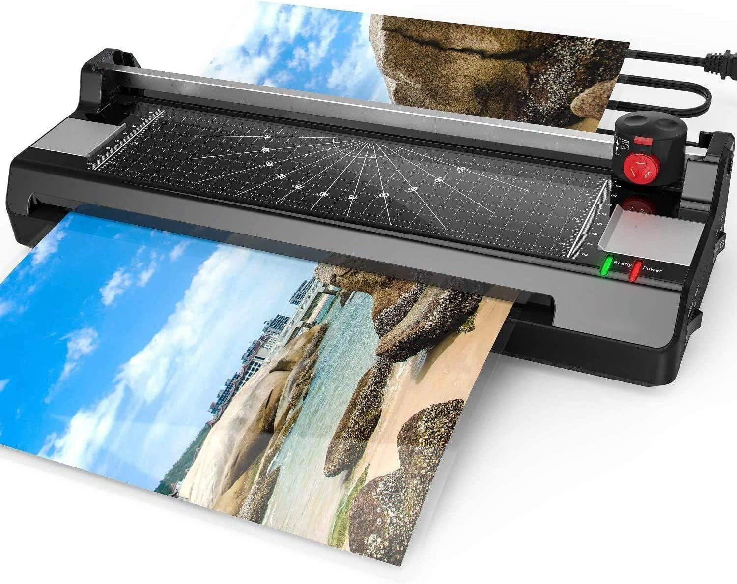 13" hot and cold press laminator with 50 laminating bags, cutter and corner rounder