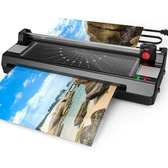 13" hot and cold press laminator with 50 laminating bags, cutter and corner rounder