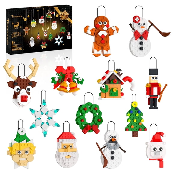 13-in-1 Christmas Ornaments Building Set, 483 Pcs Christmas Tree Hanging Decorations, Stocking Stuffers & Christmas Gifts for Kids & Adults
