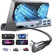 Docking Station for Steam Deck OLED & ROG Ally & Legion Go, Dual Cooling Fans 5 USB Ports and 4K 60Hz, 100W Charging Port for ROG Ally 30W Mode, Gigabit Ethernet for Steam Deck OLED