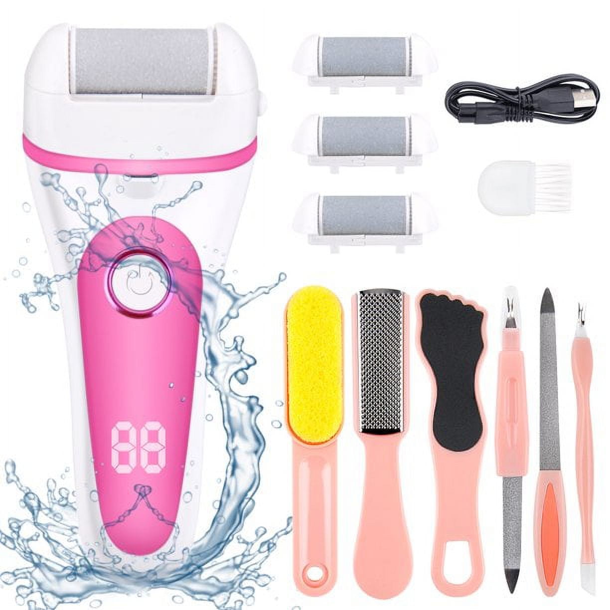 13 in 1 Electric Foot Scrubber to Remove Dead Skin with 3 Roller Heads