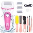 thumbnail image 1 of 13 in 1 Electric Foot Scrubber to Remove Dead Skin with 3 Roller Heads 2 Speed & Battery Display for Pedicure Kit,Pink, 1 of 7
