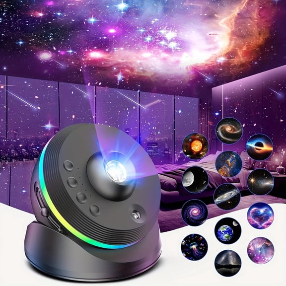 13-in-1 Galaxy Projector - Bedroom Ceiling Night Light Planetarium Projector with Timer, LED Space Mood Lamp for Adults & Kids Room Decor
