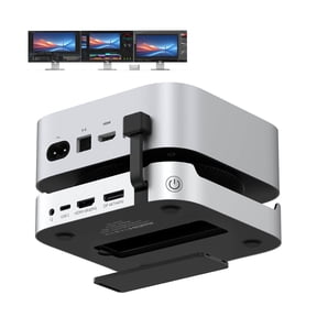 13-in-1 Mac mini M4 Dock with 8TB SSD Enclosure, Mac mini M4 Hub Stand for Mac mini M4/M4 Pro 2024, 4K@144Hz DP, 4K@60Hz HDMI, 5 USB (Max 10Gbps), SD/Micro SD, Audio, One-Touch Power Button