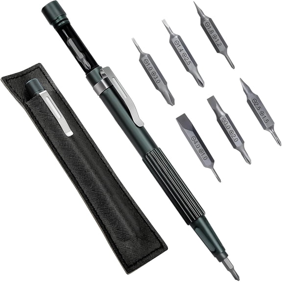 13-in-1 Magnetic Precision Screwdriver Set, Grey Compact Portable Repair Kit with Phillips & Slotted Bits for Phones, Laptops, Watches, Eyeglasses & Small Electronics
