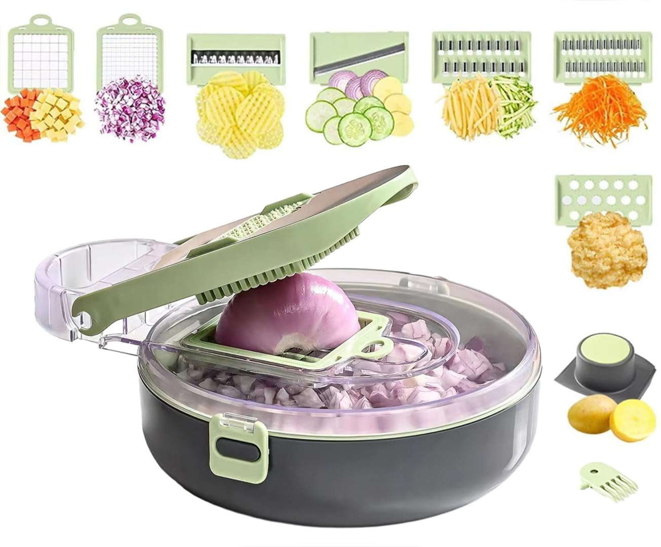  Mueller Pro-Series 10-in-1, 8 Blade Vegetable Chopper, Onion  Mincer, Cutter, Dicer, Egg Slicer with Container: Home & Kitchen