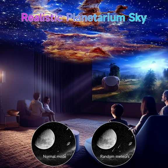 13 in 1 Projector for Bedroom, Night Light with Meteor Effects and Adjustable Knob, RGB Lighting and Timer Function