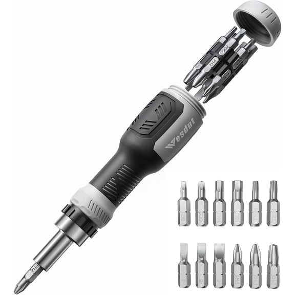 13-in-1 Ratchet Screwdriver Set Tool All in One, [Built to Last] Multi Screw Driver Set Kit, Flat Head, Philips, Torx, Hex, Square, Repair Kit, Man Gift Nut Driver