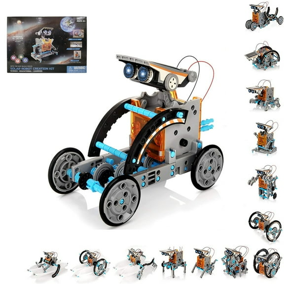 13-in-1 Solar Robot Kit, 190 Pieces DIY Building Set for 8+ Years, STEM Educational Science Experiment
