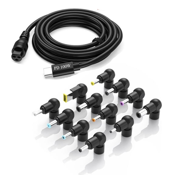 Type C To 3Pin PD100W Fast Charging Cable 100W Power Delivery With 13 Adapters For Laptop Tablets Universal Compatibility
