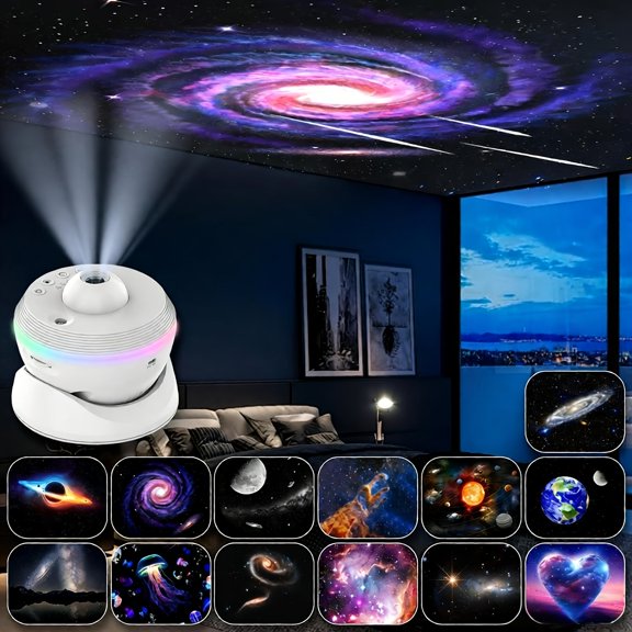 13-in-1 Upgraded Galaxy Projector with Meteor & Shooting Star Effect, Ultra-Wide Projection, Multi-Color LED Night Light, Star Sky Lamp for Living Room, Bedroom Home Decor