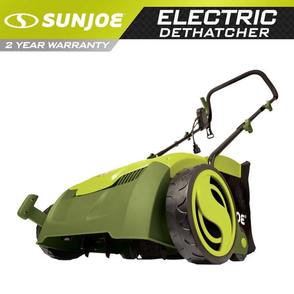 Restored Sun Joe, AJ801E 13 Inch 12 Amp Electric Scarifier Lawn Dethatcher with Collection Bag, Green