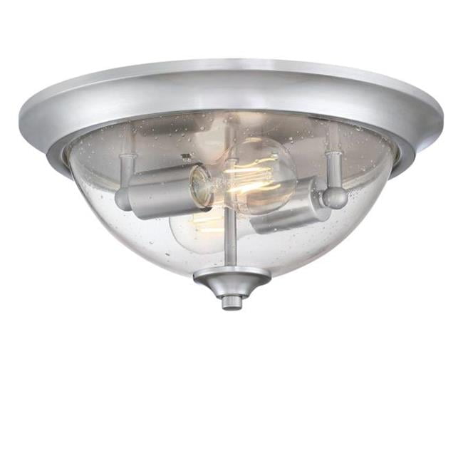 Basset 13" Contemporary Brushed Nickel & Clear Glass Ceiling Bowl
