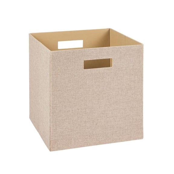 13 in. D x 13 in. H x 13 in. W Tan Fabric Cube Storage Bin