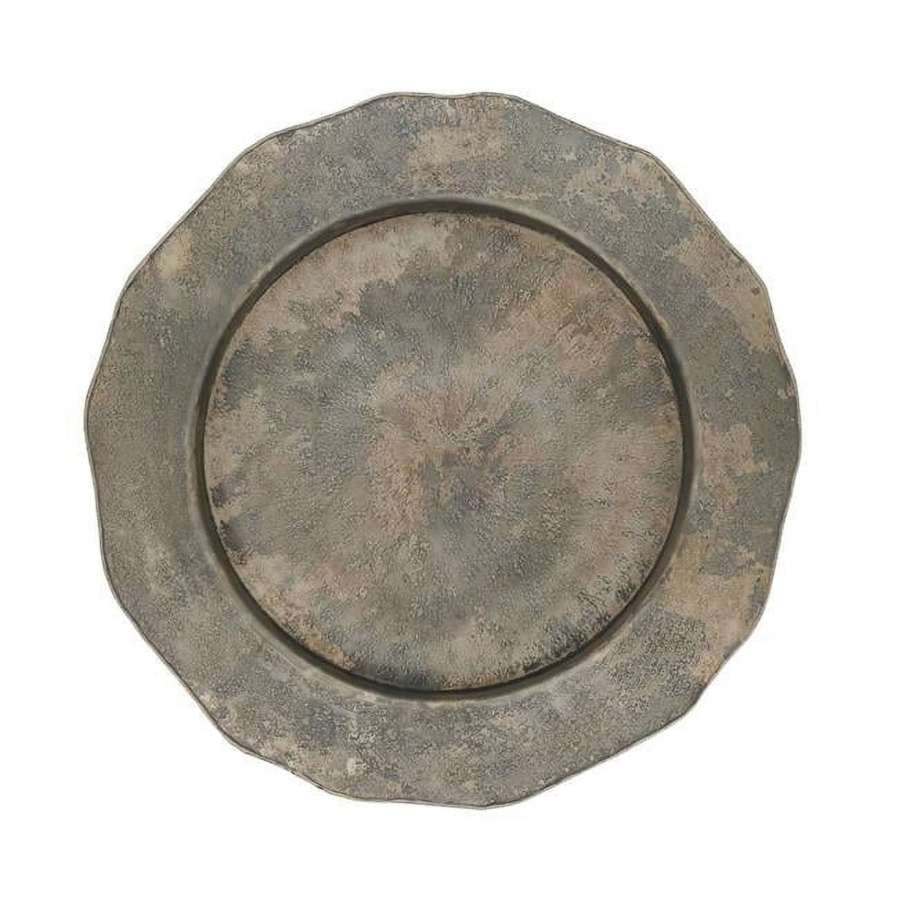 Elegant Silver Hammered Metal Scallop Edge Charger Plates, Set of 4