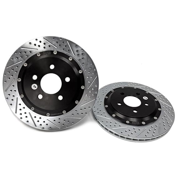 13 in. Eradi Speed Directional Drilled & Slotted Rear Brake Rotor for 2015-2016 Ford Mustang, Zinc Plated - Pack of 2