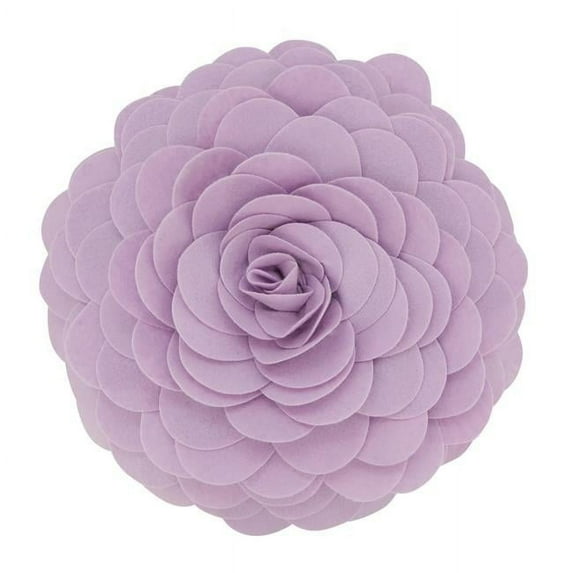 13 in. Flower Design Round Poly Filled Throw Pillow, Lilac
