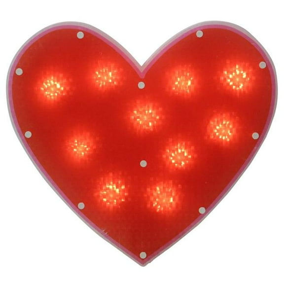 13 in. Lighted Valentines Day Shimmering Red Heart Window Silhouette Decoration
