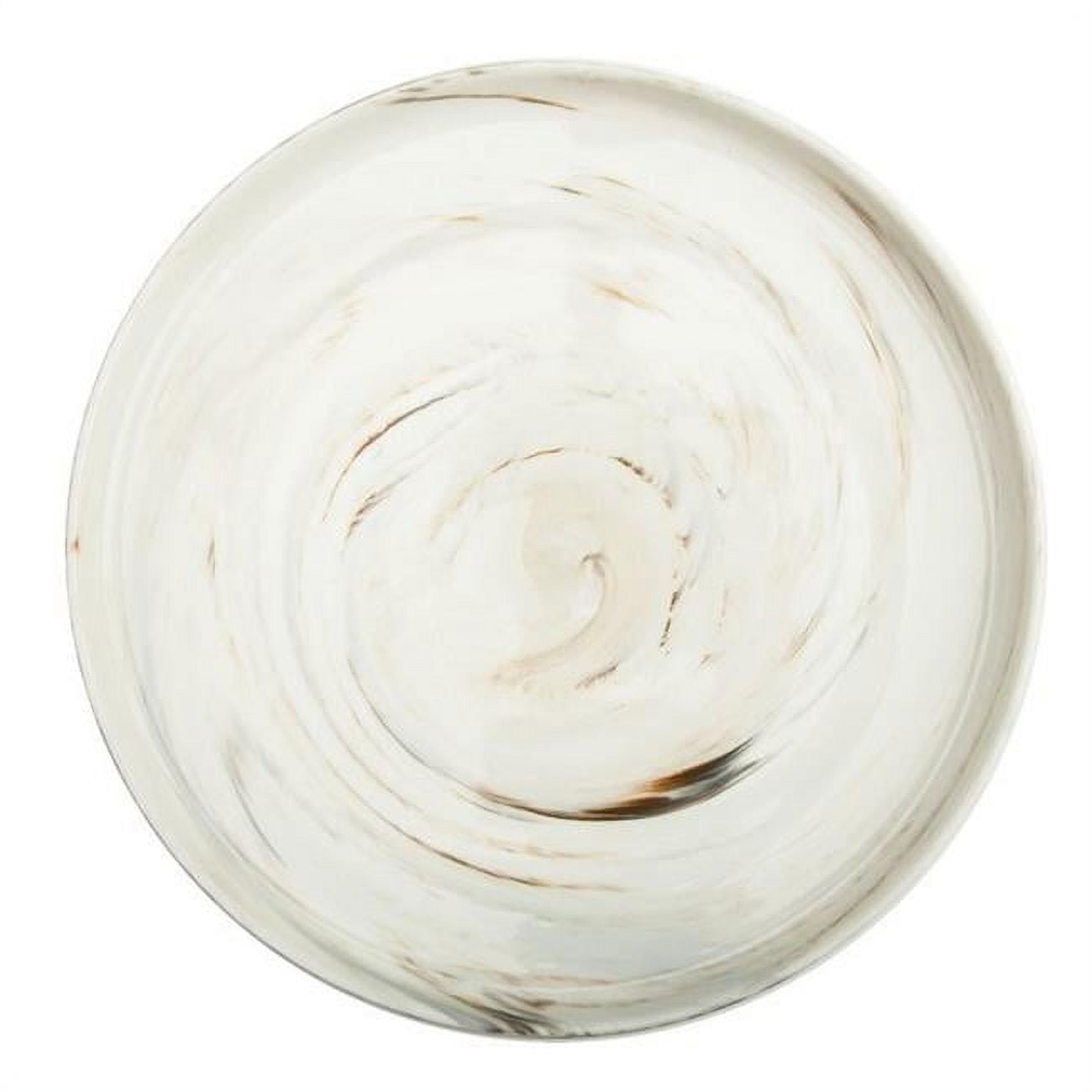13 in. Marble Porcelain Plate with Raised Rim