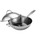 13 in. MultiPly Clad Stainless Steel Wok Stir Fry Pan with Dome Lid