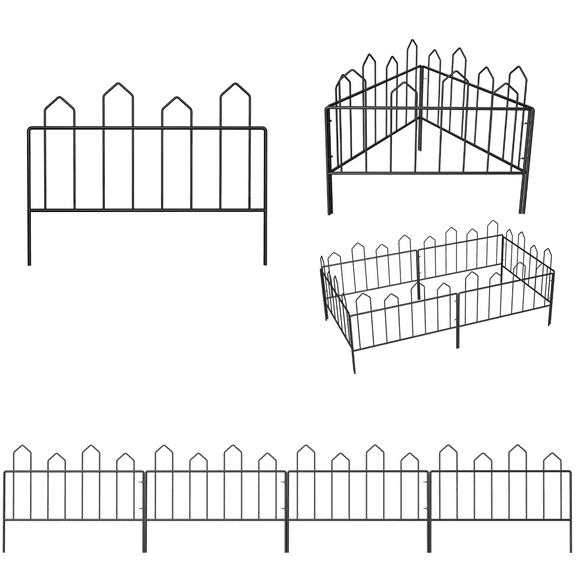 13 in No Dig Fence Iron Fencing for Flower Bed Animal Barrier set of 18