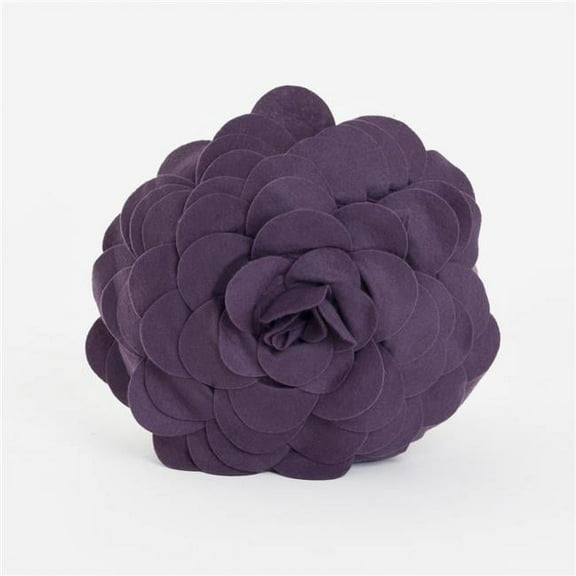 13 in. Rose Round Circular Multicolor Flower Decorative Throw Pillow - Violet