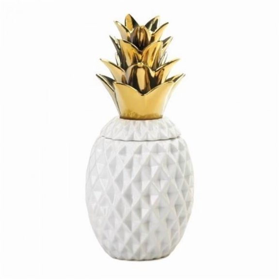13 in. Topped Pineapple Jar, Gold