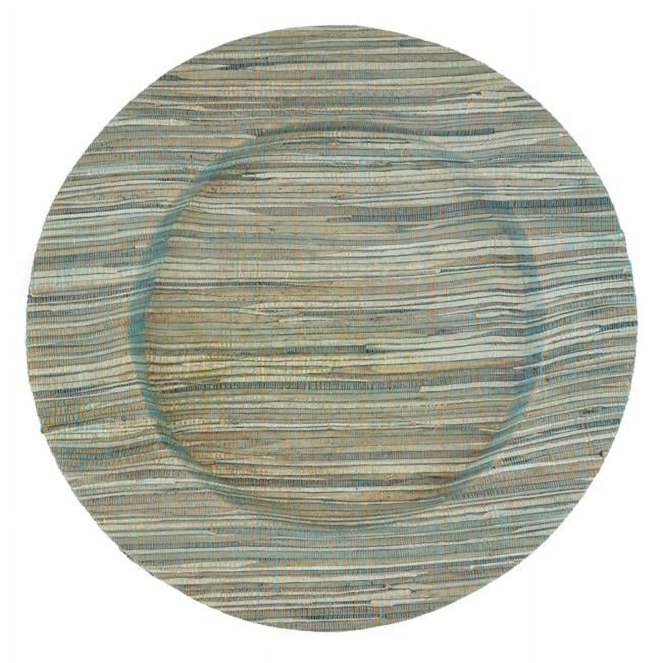 Set of 4 Round Turquoise Water Hyacinth Charger Plates