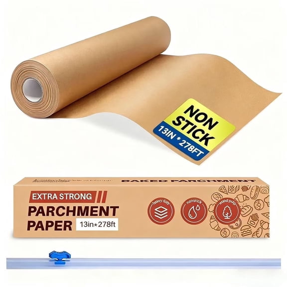 13 in x 278 ft Unbleached Parchment Paper Roll for BakingANUNU 300Sq Cooking, Grilling, Air Fryer and Steaming