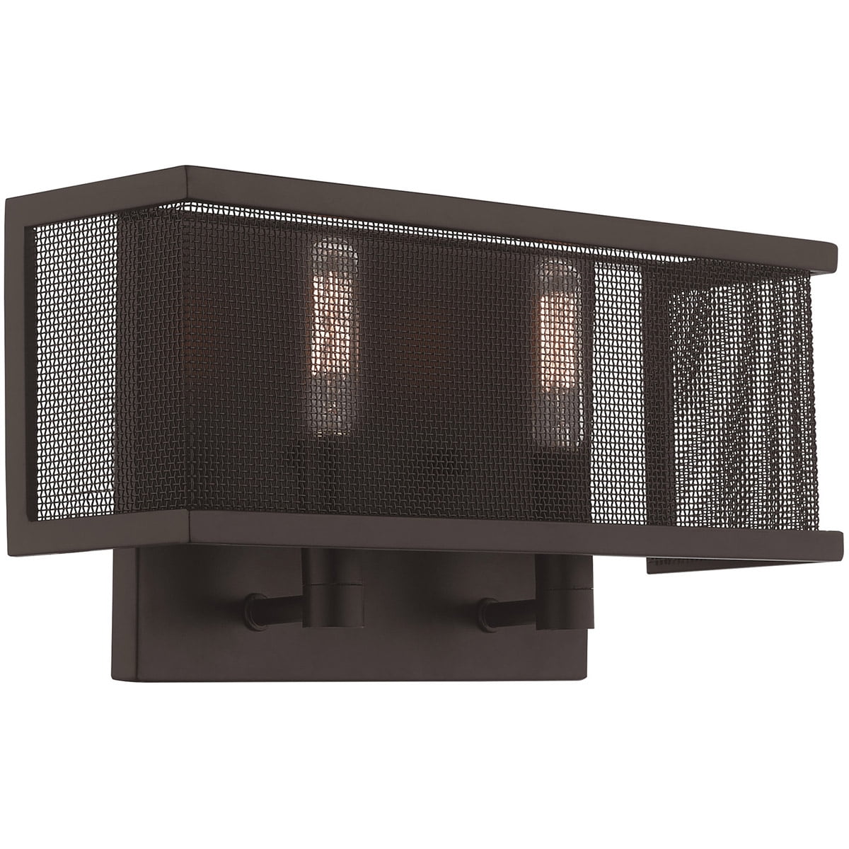 Braddock Urban Bronze Dual Light Wall Sconce with Stainless Steel Mesh Shade