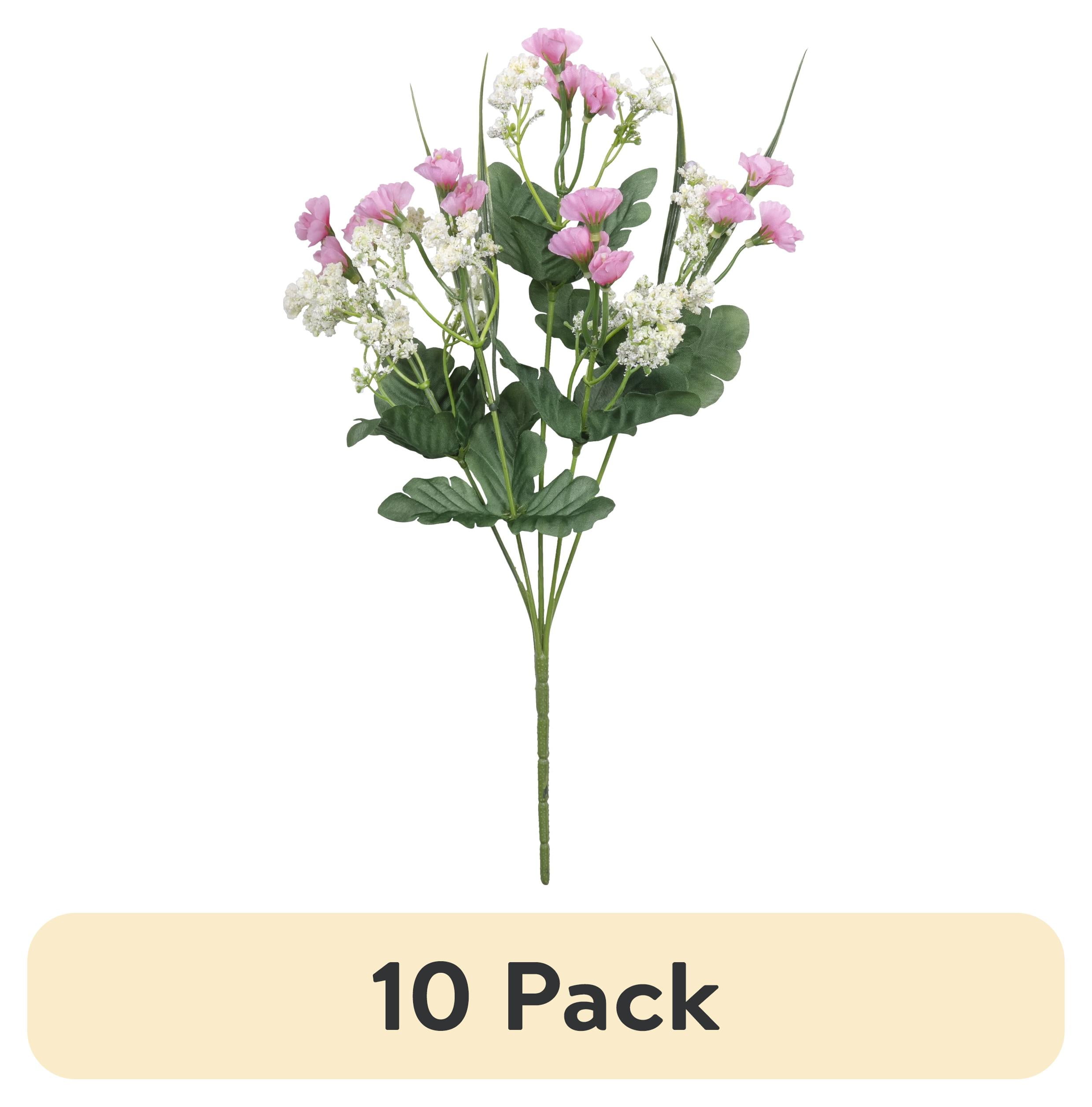 (10 pack) 13-inch Artificial Silk Pink & White Myosotis Spring Pick ...